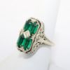 Picture of Antique Art Deco 14k White Gold Filigree Flip Ring, Cameo on One Side, Synthetic Emeralds on the Other