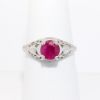 Picture of Antique Art Deco 10k White Gold Filigree & Ruby Solitaire Ring