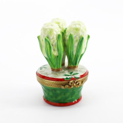 Picture of Limoges Porcelain Christmas White Hyacinth Flowers Trinket Box 