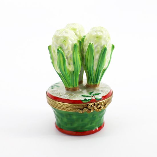 Picture of Limoges Porcelain Christmas White Hyacinth Flowers Trinket Box 