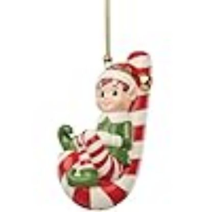 Picture of Lenox - Christmas Elf On Candy Cane Ornament