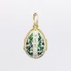 Picture of Vintage Gilt Sterling Silver, Green Enamel & Rhinestone Fabergé Style Egg Pendant/Charm with Angel Inside