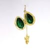 Picture of Vintage Gilt Sterling Silver, Green Enamel & Rhinestone Fabergé Style Egg Pendant/Charm with Angel Inside