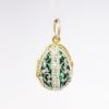 Picture of Vintage Gilt Sterling Silver, Green Enamel & Rhinestone Fabergé Style Egg Pendant/Charm with Angel Inside