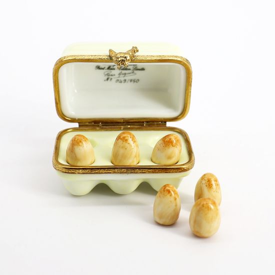 Picture of Limoges France Carton of Loose Brown Eggs Trinket Box