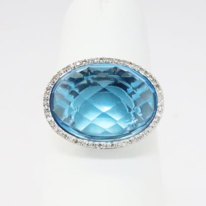 Picture of 14k White Gold Blue Topaz & Diamond Ring 