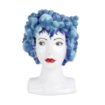 Picture of Vietri Sicilian Heads Vase - Blue Bubbles