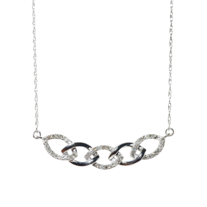 Picture of Unique Cuban style Diamond link necklace set in 14k White Gold