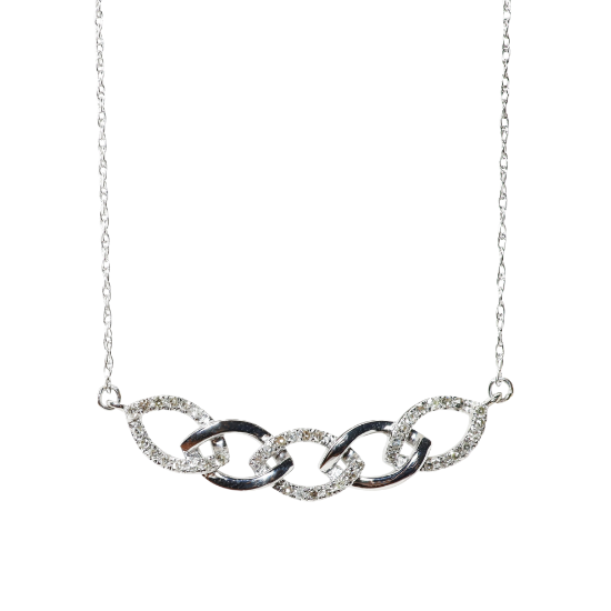 Picture of Unique Cuban style Diamond link necklace set in 14k White Gold