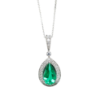 Picture of 14k White Gold & Pear Cut Emerald Necklace with Diamond Accents