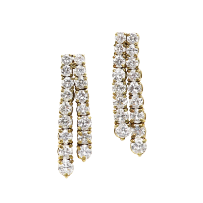 Picture of 14k Yellow Gold & Graduated Diamonds Drop Earrings