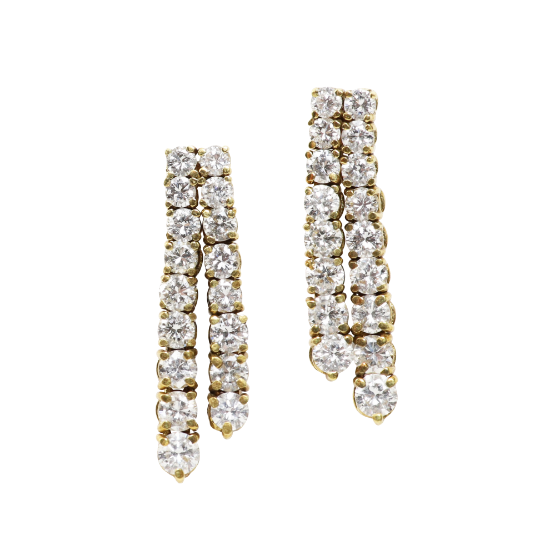 Picture of 14k Yellow Gold & Graduated Diamonds Drop Earrings