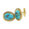Picture of Men's Turquoise Oval Cufflinks set in 14k Yellow Gold 
