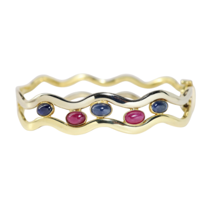 Picture of 14k Two-Tone Gold, Sapphire and Ruby Bangle Bracelet