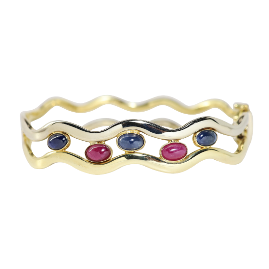 Picture of 14k Two-Tone Gold, Sapphire and Ruby Bangle Bracelet