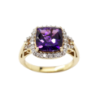 Picture of 14K Yellow Gold Amethyst & Diamond Halo Ring