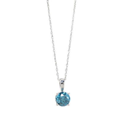 Picture of 14k White Gold & .75 Ct. Blue Diamond Solitaire Pendant Necklace