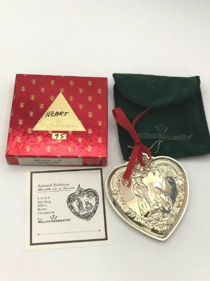 Picture of Wallace 1995 Sterling Silver Grande Baroque Heart Ornament with Box