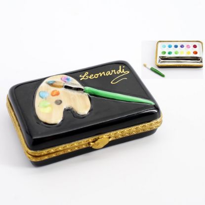Picture of Limoges Porcelain Watercolor Paints Trinket Box with Surprise Brush Inside 