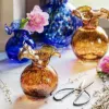 Picture of Vietri Hibiscus Glass Bud Vase - Brown Tortoiseshell