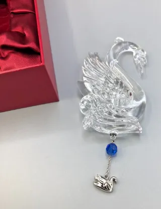 Picture of Waterford 2013 clear crystal 7 Swans Ornament, with Box