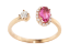 Picture of 14k Rose Gold, Oval Cut Pink Tourmaline and Diamond Ring
