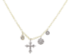 Picture of Two-Tone Gold Diamond Cross and Charm Necklace