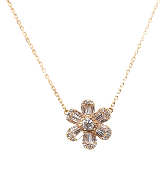 Picture of 18k Rose Gold & Diamond Flower Necklace
