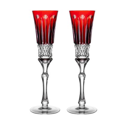 Picture of Fabergé Crystal 'Xenia' Pair of Ruby Red Champagne Toasting Flutes