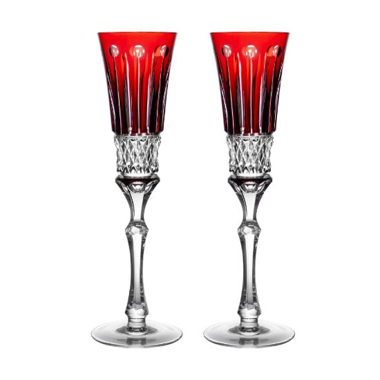 Picture of Fabergé Crystal 'Xenia' Pair of Ruby Red Champagne Toasting Flutes