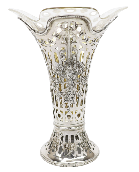 Picture of 1891-1919 .800 Hanau, Germany Silver Vase with Glass Liner by Georg Roth & Co.