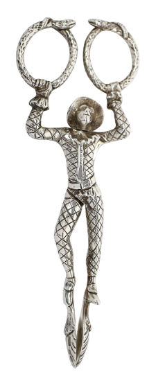 Picture of Francis Higgins Harlequin / Clown Sterling Silver Sugar Scissors 