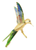 Picture of Vintage 18k Yellow Gold, Articulated Plique-à-Jour Hummingbird Brooch