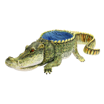 Picture of One-of-a-Kind African Ceramic Crocodile Nut Bowl