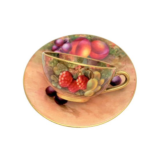 Picture of 1940 Royal Worcester Miniature 'Orchard' Tea Cup & Saucer
