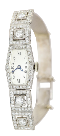Picture of Antique Art Deco Henri Blanc Platinum & Diamond Ladies Wristwatch  