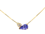 Picture of Custom 14k Yellow Gold Necklace with Pear Cut Tanzanite & Round Brilliant Cut Diamond Station