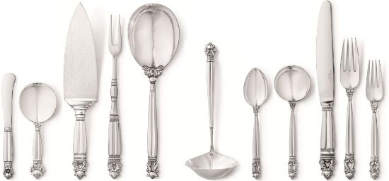 Picture of New Georg Jensen 'Acorn' 66-Piece Dinner Size Set