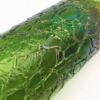 Picture of Antique Kralic Crackle Iridescent Green Glass Vase with Pierced Brass Rim