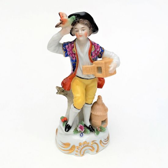 Picture of Rare 1758-1770 Chelsea Porcelain Boy with Birds Figurine
