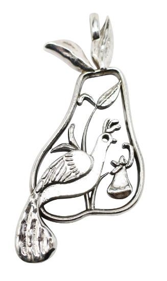 Picture of 12 Days of Christmas, Partridge in a Pear Tree Sterling Silver Ornament by Morini Cacciari Silversmiths