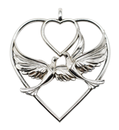 Picture of 12 Days of Christmas, Two Turtledoves Sterling Silver Ornament by Morini Cacciari Silversmiths