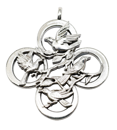 Picture of 12 Days of Christmas, Four Calling Birds Sterling Silver Ornament by Morini Cacciari Silversmiths