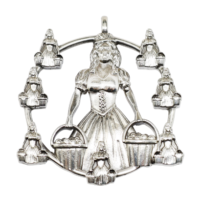 Picture of 12 Days of Christmas, Eight Maids A-Milking Sterling Silver Ornament by Morini Cacciari Silversmiths