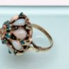 Picture of Stunning Vintage Emerald & White Opal In 14K Yellow Gold Harem Ring