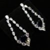 Picture of Qsi Earrings 2 _,clear & Blue Cz Heart Dangle Post Back Earrings. 1.85" Long, .7" Wide
