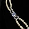 Picture of Cclear Cz & Faux Pearl Double Strand Necklace. 17.5" Necklace With 3" Drop
