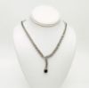 Picture of Qsi Sets -,sapphire Blue & Clear Cz Teardrop Necklace & Earring Set. Earrings Measure 1.5" Long. Necklace Measures 18" Long With 2" Drop