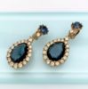 Picture of Vintage Signed Ciner Clear & Sapphire Blue Rhinestone Teardrop Earrings