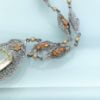 Picture of Art Deco Era 10K White, Yellow & Rose Gold Filigree Necklace With Pearls & Green Czech Glass